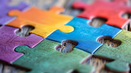 Wall Mural - a colorful puzzle piece is shown on a table