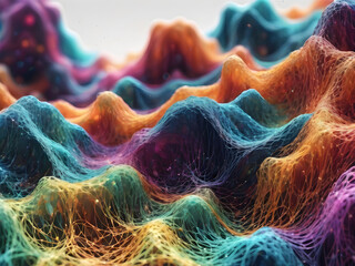 Wall Mural - Abstract wave of particles and lines.