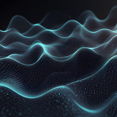 Wall Mural - Abstract wave of particles and lines.