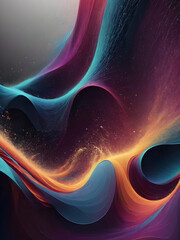 Wall Mural - Abstract wave of particles and lines.