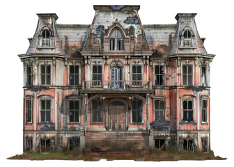 Wall Mural - PNG Architecture illustration haunted house building white background deterioration.