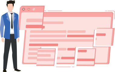 Guy is working on website coding.