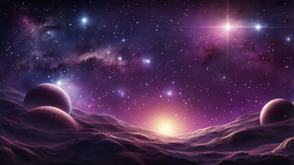 Endless universe with stars and galaxies in outer space. Cosmos art. Cosmic background, copy space