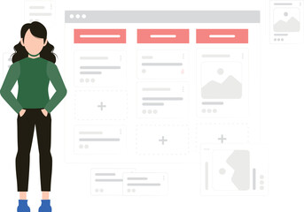 The girl is working on the website.