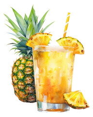 Canvas Print - PNG Pineapple cocktail drink fruit.