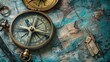 © Tin - Vintage compass and old map depicting exploration and adventure with a nostalgic touch, ideal for travel and navigation themes.