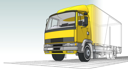 Wall Mural - truck sketch graphic symbol 3d illustration