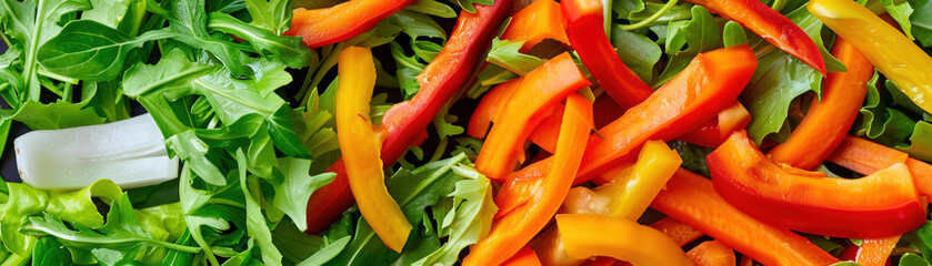 Sticker - A salad with green lettuce and red peppers