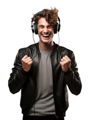 Sticker - PNG Male DJ headphones shouting laughing.