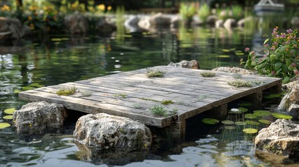 Wall Mural - Wooden Platform Over Tranquil Pond