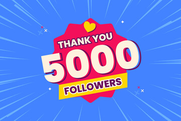 Thank you 5000 followers thank giving social media community post or Thank you followers peoples