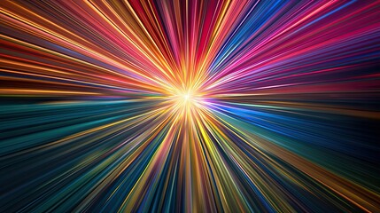 Wall Mural - light rays, colorful, streaks, magic, black background