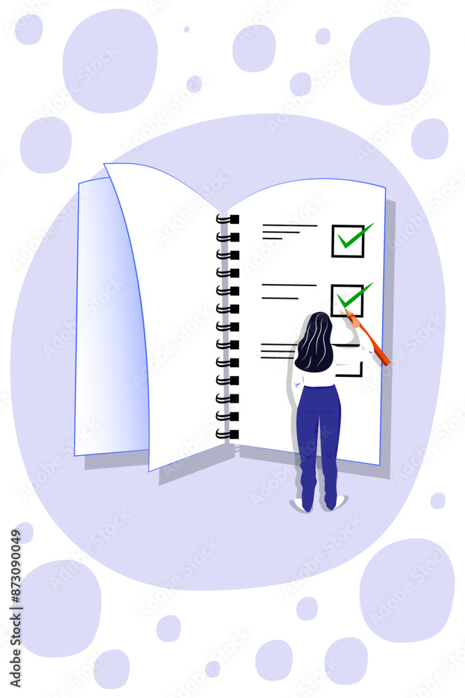 Vector illustration in cartoon style. Concept of woman holding todo, to ...