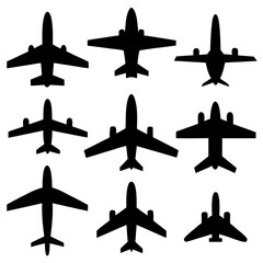 Poster - Airplane set silhouette collection on white background vector (7)