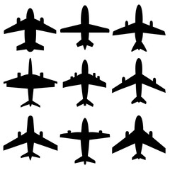 Poster - Airplane set silhouette collection on white background vector (11)