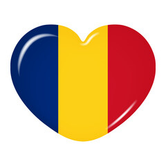 Wall Mural - Heart icon in the Flag of Romania colors, isolated on a transparent background. Vector illustration