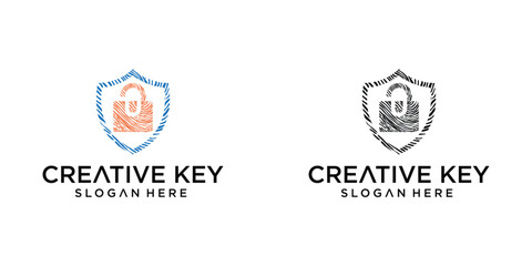 Wall Mural - Creative lock logo design , key logo , premium vector