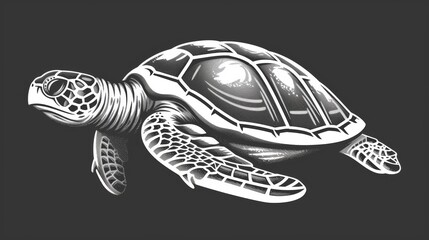 The endangered marine animal Chelonia mydas is isolated from its surroundings in this monochrome sketch icon. It represents a modern sea tortoise with hard shell. It refers to the amphibian mascot, a