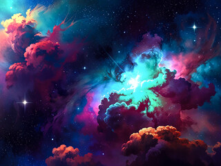 Wall Mural - colorful space galaxy cloud nebula. stary night cosmos. universe science astronomy. supernova backgr