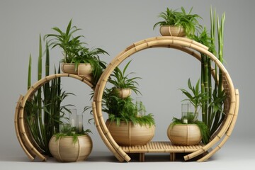 Wall Mural - Bamboo Shelf with Greenery and Candles