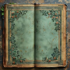 Wall Mural - Vintage Book with Floral Embellishments