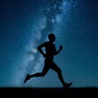 © abdulmoizjaangda - Silhouette runner mid stride against starry night sky, Milky Way For Social Media Post Size