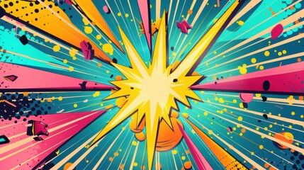 Wall Mural - pop art background with comic book explosion in pink