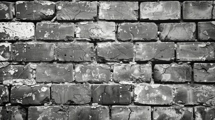 Canvas Print - Aged Grunge Monochrome Brick Wall Background Texture Close Up