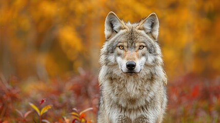 Wall Mural - Wolf in Autumn Forest