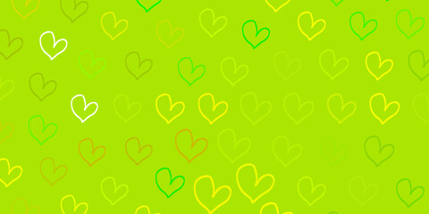 Wall Mural - Light Green, Yellow vector template with doodle hearts.