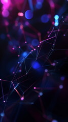 Wall Mural - a vivid display of interconnected points with neon blue and pink lights creates an abstract represen