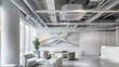 © Jirawatfoto - Ceiling mounted cassette type air conditioner and modern lamp light on white ceiling. duct air conditioner for home or office.