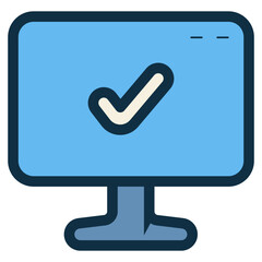 Poster - computer monitor with check mark sign icon