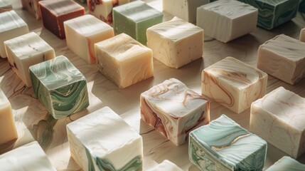 Sticker - Organic soap with marble design handcrafted on wood