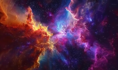 Poster - Cosmic Nebula with Explosive Colors and Starbursts, Galactic Abstract Wallpaper