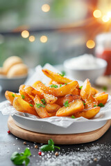 Wall Mural - A plate of french fries with parsley on top