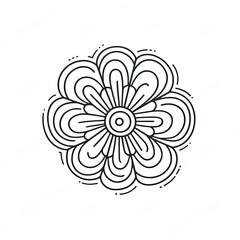 Canvas Print - a black and white drawing of a flower