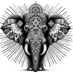 Poster - a black and white drawing of an elephant