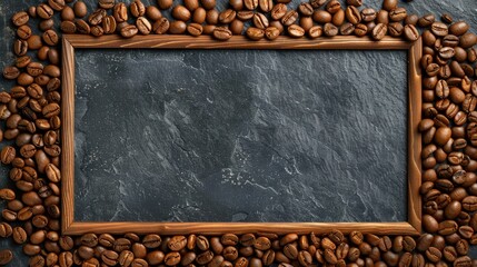 Canvas Print - Display Dark Background with Space for Text and Frame Coffee Beans