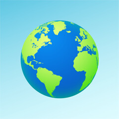 Wall Mural - planet earth or world globe with oceans and water flat vector color icon for apps and websites