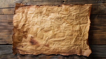 Wall Mural - Top view display of aged parchment on wooden surface