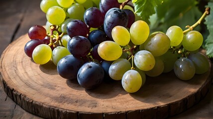 Black and green grapes on the table