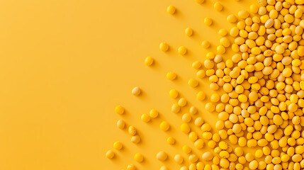 Wall Mural - Yellow background with scattered soybeans