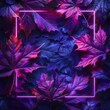© Tackey - Vibrant purple and pink autumn leaves with a geometric neon frame, creating a mesmerizing and modern nature-themed background.
