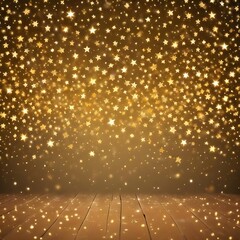 Wall Mural - Vibrant golden gold stars sparkling against an iridescent, bokeh-filled backdrop