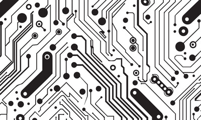 seamless technology pattern with black and white lines . circuit board isolated vector background