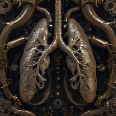 a picture of a mechanical artwork of a human lungs