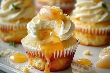 Wall Mural - Honey Peach Cream Cheese Stuffed Cupcakes