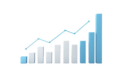 A business chart with bars rising upwards illustrates financial growth