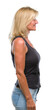 © Krakenimages.com - Middle age blonde woman over isolated background looking to side, relax profile pose with natural face with confident smile.